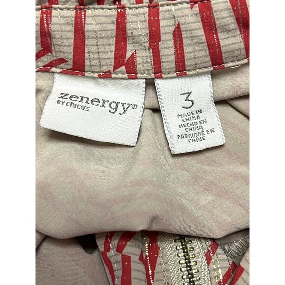 Chicos Zenergy Jacket Womens 3 Abstract Print Zip Up Lightweight Stretch Casual - Picture 2 of 10